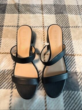 Dream Pairs Black Two-Strap Block Heel Sandals